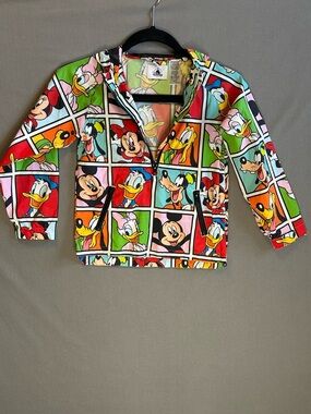 Unisex Disney Park Hooded Kids' Jacket with Green, Yellow, Red Character Print